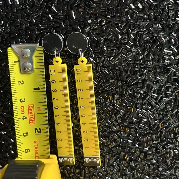 Yellow & Black Ruler Earrings for Pierced Ears - Picture 7 of 10